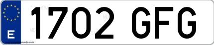Ejemplo de matrícula española 1702 GFG