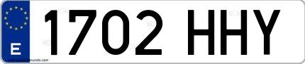Ejemplo de matrícula española 1702 HHY