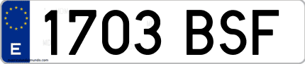 Ejemplo de matrícula de coche ordinaria 1703 BSF