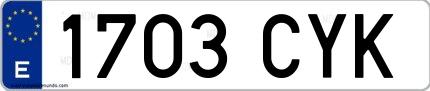 Ejemplo de matrícula española 1703 CYK