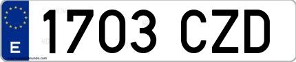Ejemplo de matrícula española 1703 CZD