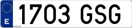 Ejemplo de matrícula española 1703 GSG