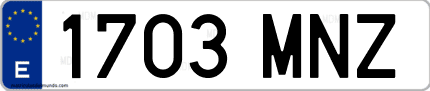 Ejemplo de matrícula de coche ordinaria 1703 MNZ