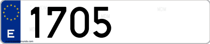 Ejemplo de matrícula de coche ordinaria 1705 