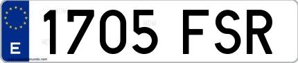 Ejemplo de matrícula española 1705 FSR
