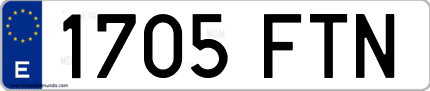Ejemplo de matrícula de coche ordinaria 1705 FTN
