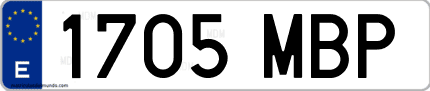 Ejemplo de matrícula de coche ordinaria 1705 MBP