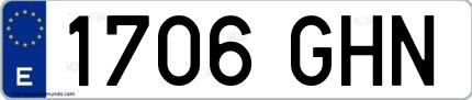 Ejemplo de matrícula española 1706 GHN