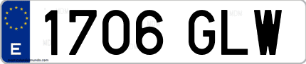 Ejemplo de matrícula de coche ordinaria 1706 GLW
