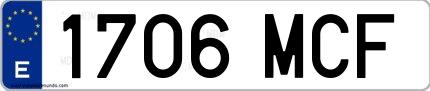 Ejemplo de matrícula española 1706 MCF