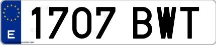 Ejemplo de matrícula española 1707 BWT