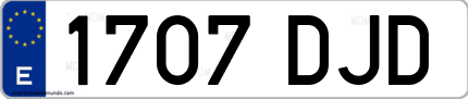 Ejemplo de matrícula de coche ordinaria 1707 DJD