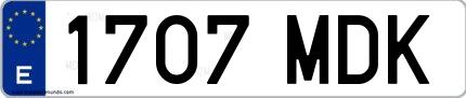 Ejemplo de matrícula española 1707 MDK
