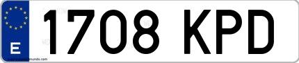 Ejemplo de matrícula española 1708 KPD
