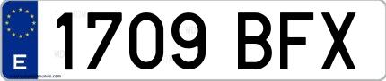 Ejemplo de matrícula española 1709 BFX