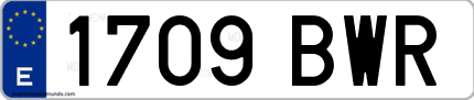 Ejemplo de matrícula de coche ordinaria 1709 BWR