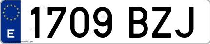 Ejemplo de matrícula española 1709 BZJ
