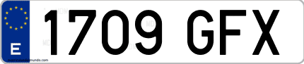 Ejemplo de matrícula de coche ordinaria 1709 GFX