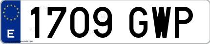 Ejemplo de matrícula española 1709 GWP