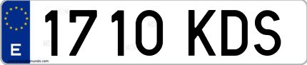 Ejemplo de matrícula de coche ordinaria 1710 KDS