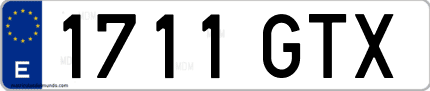 Ejemplo de matrícula de coche ordinaria 1711 GTX