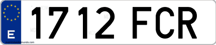 Ejemplo de matrícula de coche ordinaria 1712 FCR