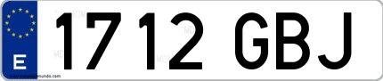 Ejemplo de matrícula española 1712 GBJ