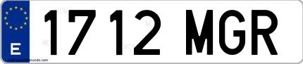 Ejemplo de matrícula española 1712 MGR