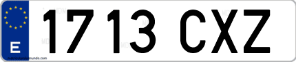 Ejemplo de matrícula de coche ordinaria 1713 CXZ