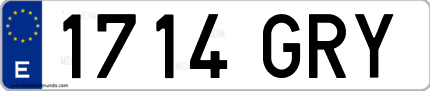 Ejemplo de matrícula de coche ordinaria 1714 GRY