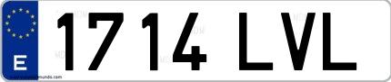 Ejemplo de matrícula de coche ordinaria 1714 LVL