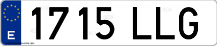 Ejemplo de matrícula de coche ordinaria 1715 LLG