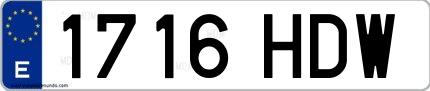 Ejemplo de matrícula de coche ordinaria 1716 HDW
