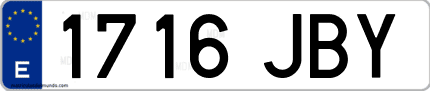 Ejemplo de matrícula de coche ordinaria 1716 JBY