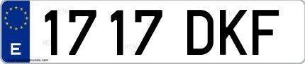 Ejemplo de matrícula española 1717 DKF