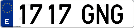 Ejemplo de matrícula de coche ordinaria 1717 GNG