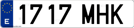 Ejemplo de matrícula de coche ordinaria 1717 MHK