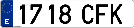 Ejemplo de matrícula de coche ordinaria 1718 CFK