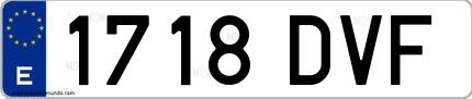 Ejemplo de matrícula española 1718 DVF