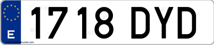 Ejemplo de matrícula de coche ordinaria 1718 DYD