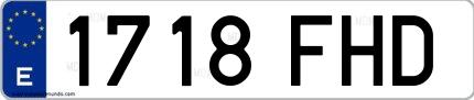 Ejemplo de matrícula española 1718 FHD