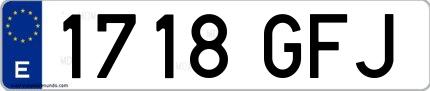 Ejemplo de matrícula española 1718 GFJ