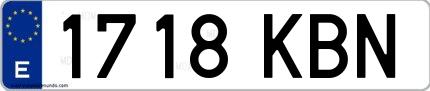Ejemplo de matrícula española 1718 KBN