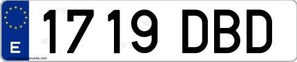 Ejemplo de matrícula española 1719 DBD