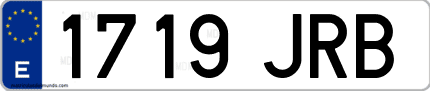 Ejemplo de matrícula de coche ordinaria 1719 JRB