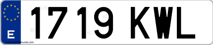 Ejemplo de matrícula de coche ordinaria 1719 KWL