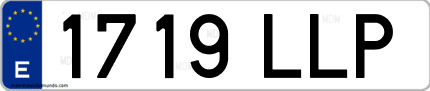 Ejemplo de matrícula de coche ordinaria 1719 LLP