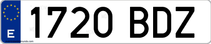 Ejemplo de matrícula de coche ordinaria 1720 BDZ