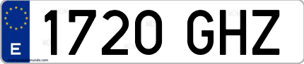 Ejemplo de matrícula de coche ordinaria 1720 GHZ