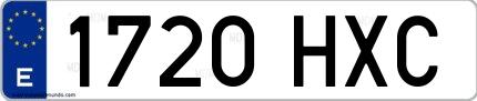 Ejemplo de matrícula española 1720 HXC